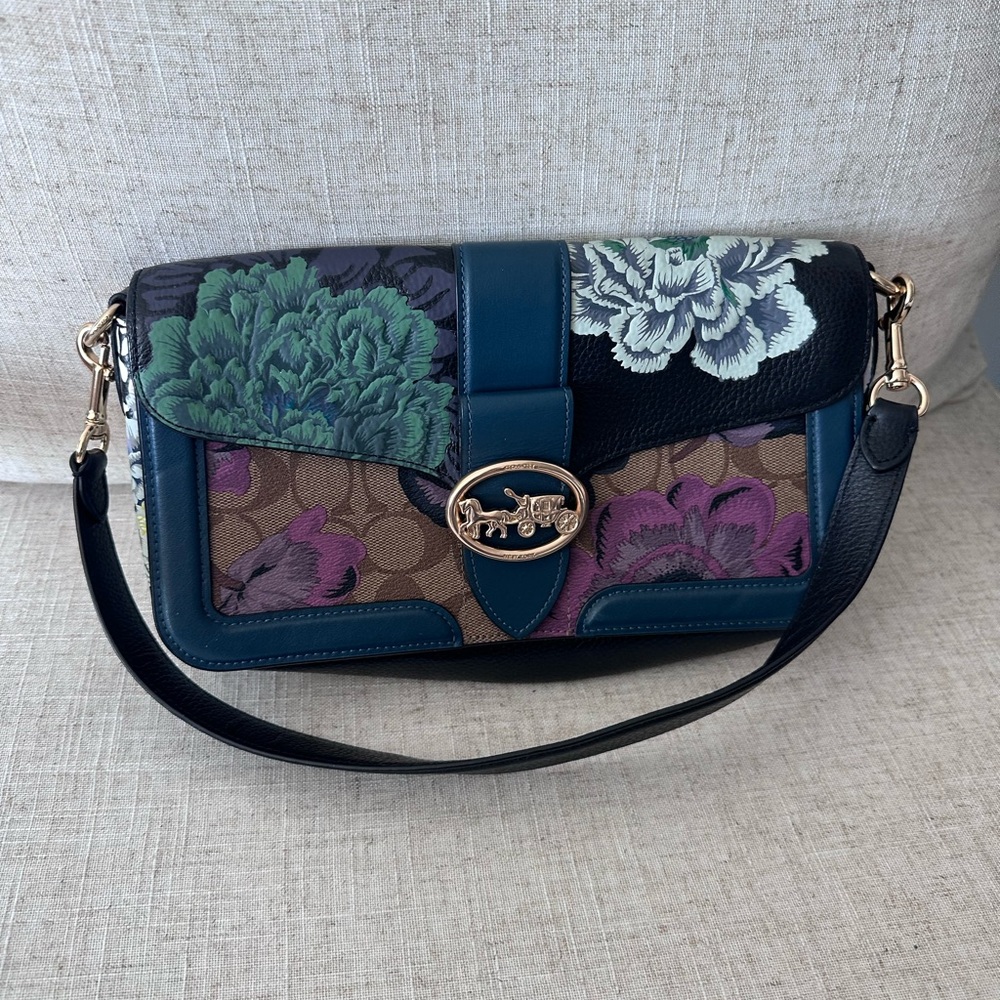 EUC Coach Floral Leather Crossbody Bag